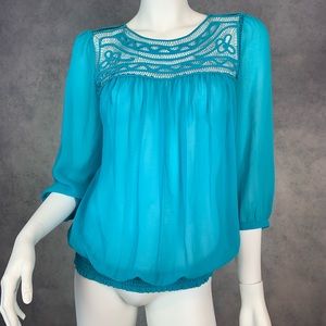 NWT The limited blue teal green blouse Sz M